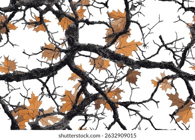 Real tree forest camouflage seamless pattern design pattern for hunting and military uniform. Hunting camouflage background. Vector camouflage texture