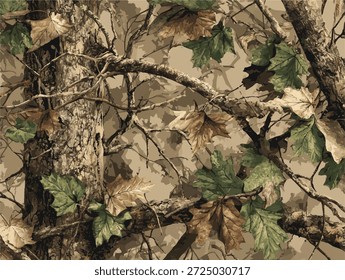 Patrón de diseño de patrón transparente de camuflaje de bosque real para la caza. Camuflaje de caza
