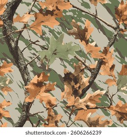 Real tree hunting camouflage seamless pattern. Digital camouflage. Camouflage background. Forest texture. Jungle background. Camo pattern. Military camo design. Vector pattern. Abstract