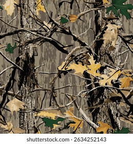 Real tree pattern. Hunting camouflage. Tree seamless pattern. Camouflage background. Digital camouflage. Vector hunting camo. Forest background. Jungle texture. Abstract camo