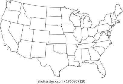 Real USA Map Vector Outline