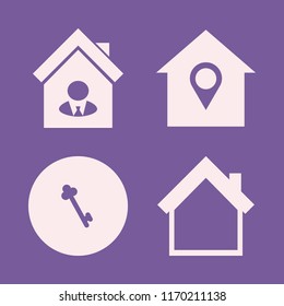 real vector icons set. with key, house seller, house location and home in set