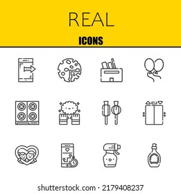 real vector line icons set. smartphone, products and box Icons. Thin line design. Modern outline graphic elements, simple stroke symbols stock illustration