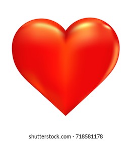 Real vector red heart design. Isolated on white. Realistic red glossy heart.