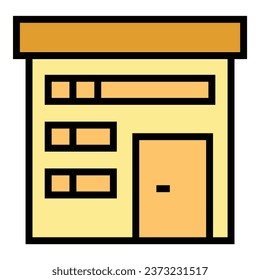 Real villa icon outline vector. Modern home. Building cottage color flat