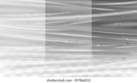 real water drop on a transparent plastic wrap texture 
