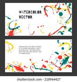 Real watercolor abstract vector card background, vector illustration, stain watercolors colors, watercolor splashes. Watercolor composition.