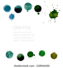 Real watercolor abstract vector card background, vector illustration, stain watercolors colors, watercolor splashes. Watercolor composition.