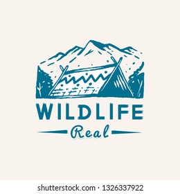 Real wildlife camping logo vector