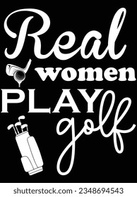 Real women play golf vector art design, eps file. design file for t-shirt. SVG, EPS cuttable design file