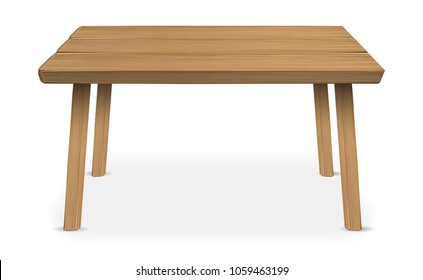 real wood table on a white background