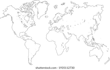 Real World Map Vector Outline