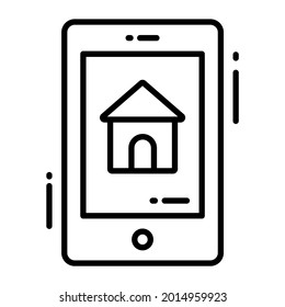 real-estate app  trendy icon, line style isolated on white background. Symbol for your web site design, logo, app, UI.