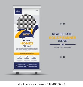 Real-estate home for sale or rent rollup display standee for promotional purpose