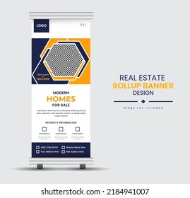 Real-estate home for sale or rent rollup display standee