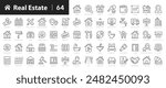 Real-estate outline icons collection. investment, property, real-estate, rentals, yielding, revenue, capital vector illustration set. return, leasing, mortgaging line signs