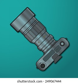 realestichnost camera on a green background.