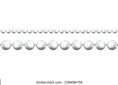 Realictic Metal Beads Chain on a white background. Vector illustration