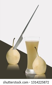 Realictic Vector Healthy Fresh Pear Juice