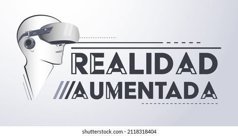 Realidad Aumentada, Augmented Reality spanish text Design Emblem vector.