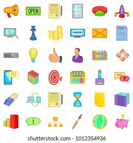 Realisation icons set. Cartoon set of 36 realisation vector icons for web isolated on white background
