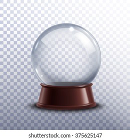 Realisitc 3d Snow Globe Toy Isolated On Transparent Background Vector Illustration