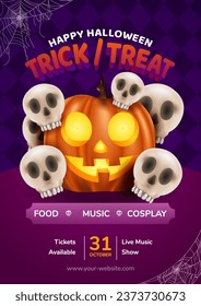 Realisitc Halloween Poster Vertical Layout premium vector