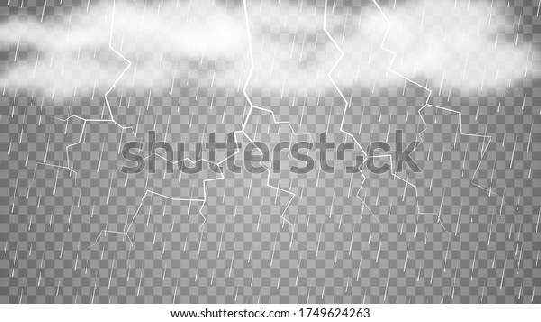 Realisitc Rain Storm Clouds Thunder Transparent Stock Vector (Royalty ...