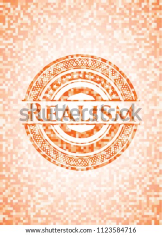 Realism abstract orange mosaic emblem