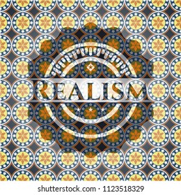 Realism arabesque style badge. arabic decoration.