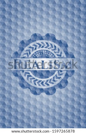 Realism blue emblem with geometric pattern. Vector Illustration. Detailed.
