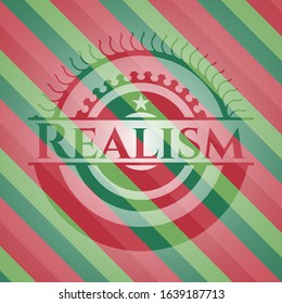 Realism christmas badge background. Vector Illustration. Detailed.
