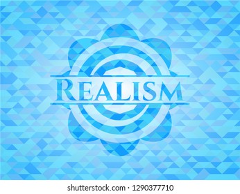 Realism light blue mosaic emblem