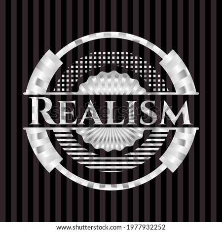 Realism silvery badge or emblem. Vector Illustration. Mosaic. 