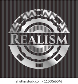 Realism silvery shiny badge