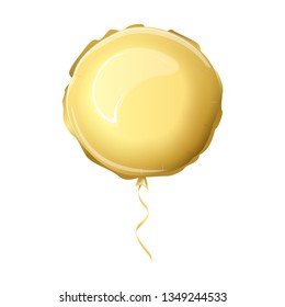 Realist Foil Balloon Gold Color. Metallic Air Balloon In The Form Of A Circle. Vector Illustration.