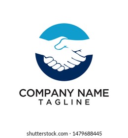 realist hand shaking in the circle vector logo