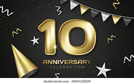 Realistic 10 years anniversary card vector design in eps 10