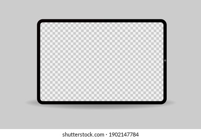 Realistic 11 Inch And 12.9 Inch Drawing Pad Isolated. Silver White Scalable Tablet. Front Display View. High Detailed Device Mockup. Separate Groups And Layers. Easily Editable Vector.Eps 10.