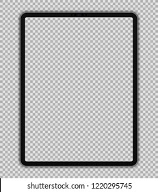 Realistic 12.9 inch Scalable Drawing Pad Isolated. Grey / Space Gray Tablet.  Front Display View. High Detailed Device Mockup. Separate Groups and Layers. Easily Editable Vector.