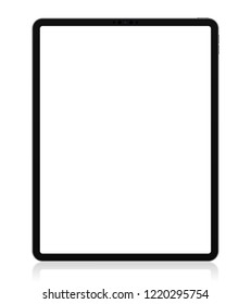 Realistic 12.9 inch Scalable Drawing Pad Isolated. Grey / Space Gray Tablet.  Front Display View. High Detailed Device Mockup. Separate Groups and Layers. Easily Editable Vector.