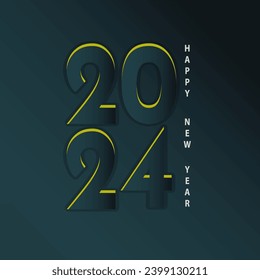 Realistic 2024 golden numbers and festive Sparkle on black background, Happy New 2024 Year, New year ornament, Happy New Year 2024 Greeting Card Background Illustration, typography, banner, cover, 