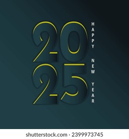 Realistic 2025 golden numbers and festive Sparkle on black background, Happy New 2025 Year, New year ornament, Happy New Year 2025 Greeting Card Background Illustration, typography, banner, cover, 