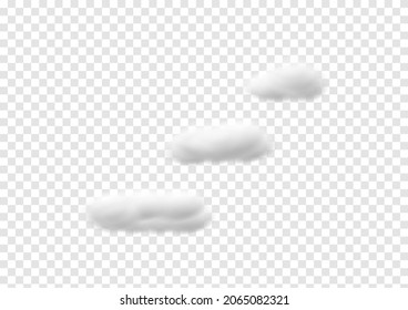 vectores de nube realistas de 3 pasos aislados en el fondo de transparencia ep144