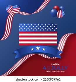 Realistic  3D 4th independence day balloons background Vector