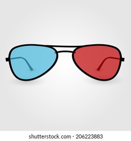 Realistic 3d anaglyph glasses. Vector illustration.