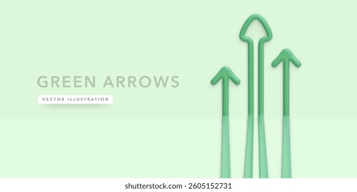 Realistic 3d arrows rising up isolated on light background. Vector illustration