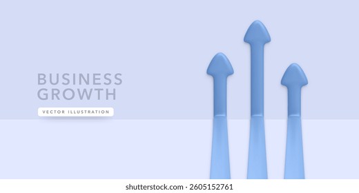 Realistic 3d arrows rising up isolated on light background. Vector illustration