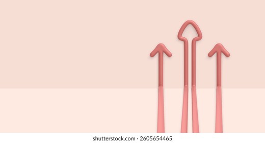 Realistic 3d arrows rising up isolated on light background. Vector illustration