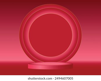 Realistic 3D background design. Red Background design template. Backdrop design.